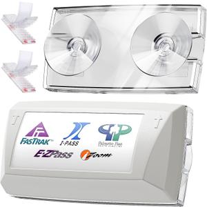 EZ Pass Holder for Windshield Fits All Major, Toll Pass Transponder Holder for Most US States, Ezpass Holder with Mounting Strips & Suction Cups