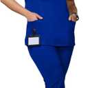 Uniforms World Alyssa Scrubs Set for Women  Classic fit Top & Straight Pants, Elastic Waistband, 7 Pockets, Anti-Wrinkle (Small, Royal Blue)