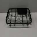 MAJALiS Expandable Stainless Steel Over The Sink Dish Drying Rack for Small Kitchen Counter Space Saving, Compact RV Plate Drainer Strainer in Black Wire Metal with Hanging Adjustable Utensil Holder