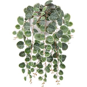 Briful Faux Hanging Plants Indoor 17'' Artificial String of Heart Plants with Semicircle Wall Mount Planter Faux Draping Vine Plants for Home Office Bathroom Hanging Decor (Green White)