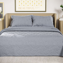 Masaca Oversized Quilt Queen Size(100"x106"),Linen Colored Lightweight Bedspreads & Coverlets Ultra Soft Microfiber Summer Quilt Bedding Set 3 Pieces (Linen-cross Pattern)