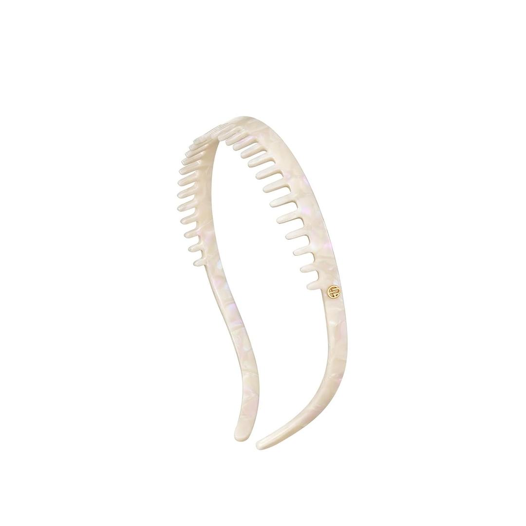 EVITA PERONI Headbands for Women with Teeth Non Slip Comfortable Comb Hair Band for Eyewear, No Pressure-White