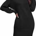 HDLTE Womens Long Sleeve Sweaters Oversized Loose Mock Neck Pullover Sweater Dress for Women Winter Trendy 2025 (Black, S)