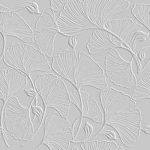 Embossed Grey Wallpaper Peel and Stick Graceful Minimalism White Luxurious Ginkgo Leaf Self Adhesive Removable Waterproof Wallpaper Contact Paper for Bedroom Renter Friendly 17.71"x236.2"