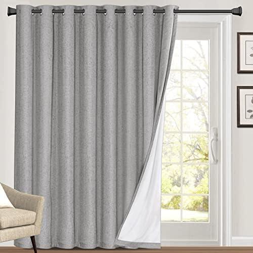 PrinceDeco Blackout Curtains for Living Room 100 Percent Blackout Curtains for Sliding Glass Doors Patio Curtains for Sliding Door Anti Rust Grommet Room Divider Curtains,W100 X L108 Inch,Light Grey