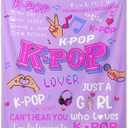 Kpop Gifts Blanket for Teen Girls - Kpop Merch, K pop Gifts for Girls Women Fans K-Pop Lover, K Pop Birthday Decorations for BFF Girls, Christmas Birthday Graduation Kpop Blankets for Girls 60''x50''