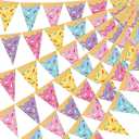 Faccito 5 Pcs Donut Party Decorations Ice Cream Donut Pennant Banner Candyland Birthday Garland Ice Cream Triangle Flags Banner for Sweet Birthday Party Supplies