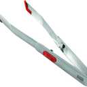 Kuhn Rikon Soft Stainless Steel SoftEdge Tweezer Tongs with Silicone Edge, Red, Locking
