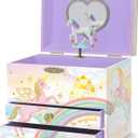 Giggle & Honey Musical Jewelry Box for Girls,Unicorn Toys for Girls 4-6, Unicorn Easter Gifts for Kids