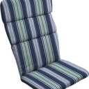 Arden Outdoor Adirondack or Rocking Chair Cushion, 20 x 17, Rain-Proof, Fade Resistant 17 x 20, Sapphire Aurora Blue Stripe