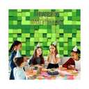 ZZBYSM 6X4FT Cube Pattern Photo Backdrop Green Square Party Photography Background Event Decoration Backdrop Cartoon Theme Birthday Party Wedding BY316