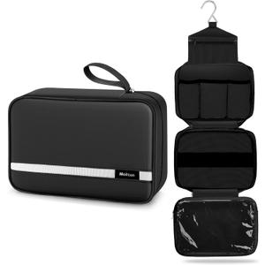 Maliton Toiletry Bag for Men & Women Travel Toiletry Bag Hanging Toiletry Bag Hygiene Organizer with 4 Compartments Waterproof Bathroom Shower Bag Large Toiletries Travel Bag (Black)