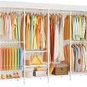 ULIFHOME H41C Clothes Rack with Cover, Covered Clothing Rack Heavy Duty