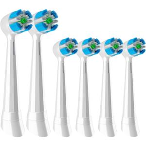6 Pcs iO Replacement Heads Compatible with Oral B iO 2/3/4/5/6/7/8/9/10 Series Electric Toothbrush for Teeth Cleaning and Gum Protection Individually Wrapped (White, 1 Count (Pack of 6))