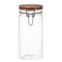 Clear Borosilicate Glass Storage Jar with Airtight Bamboo Lid & Locking Clamp, 40oz / 1200ml Kitchen Canister for Coffee Beans, Loose Tea, Sugar, Flour, Nuts, Thickened Sealed Container