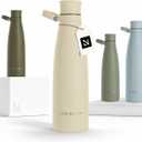 LARS NYSM Stainless Steel Insulated Water Bottle 25oz 34oz | Insulated Thermo Flask for Hot and Cold Beverages | Leakproof Drinking Bottle (Almond Beige, 25.4oz)