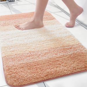 Arotive Microfiber Bathroom Rugs, Shaggy Soft and Absorbent Bath Rug, Non-Slip, Thick Plush Machine Washable Dry Bath Mats for Bathroom, Tub and Shower, 24x16, Peach, Rectangular
