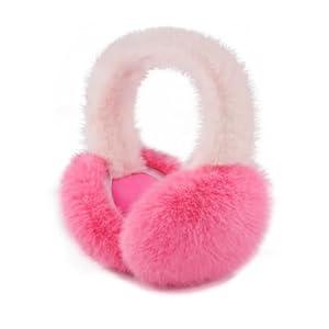 PIGBENGO Foldable Ear Muffs for Women Cold Weather Fluffy Earmuffs Winter Warm Headband Cute Slouchy Ear Warmers (P-pink)