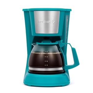 Holstein Housewares 5 Cup Drip Coffee Maker  Compact and User-Friendly with Auto Pause & Serve, Reusable Filter, Measuring Spoon & Glass Carafe, Office & Dorm Use, Teal