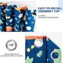 Sivio Blackout Curtains for Kids Bedroom, Grommet Top Thermal Insulated Darkening Curtains for Nursery Living Room, Dinosaur Prints, Set of 2 Panels, 52 x 63 Inch