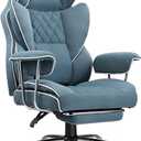 COMHOMA Big and Tall Office Chair, High Back Leather Gaming Chair with Footrest, Executive Ergonomic Office Chair with Pocket Spring Lumbar Support and with Outward Fixed Soft Armrests