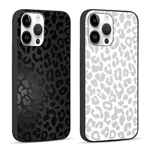 RUMDEY 2 Pack Cool Cheetah Print for iPhone 15 Plus 6.7" Phone Case,Luxury Leopard Cute Pattern Design Cases Soft Silicone TPU Shockproof Protective Cover for Women Girls-Black & White