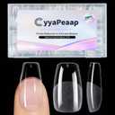 2 x Medium Long Coffin Nails Tips - 12 Sizes 240Pcs Pre-Shaped Soft Gel Half Matte Full Cover Press On False Nails Tips Clear Acrylic Fake Nail Extensions for Home DIY Manicure Salon