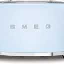 SMEG 2 Slice Toaster with 6 Presets and Defrost Function and Removable Crumb Tray TSF01PBUS, Pastel Blue
