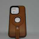 for iPhone 14 Pro Case Leather | iPhone 14 Pro Leather Case with Stand | Compatible with MagSafe with Magnetic Ring Grip Holder (Brown, IP14 Pro-6.1inch)