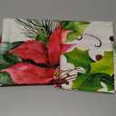 SUNWISHA Poinsettia Christmas Curtain Valances Set, Upper & Lower Curtains,52'' L x 18'' W & 36'' L x 26'' W, Holiday Bedroom Decoration, Kitchen Windows Decor, 3 Piece Set, Red