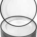 Goodluck 12 Inch Black Charger Plates, 50 Pack Clear Charger Plates with Black Trim, Disposable Plastic Dinnerware, Wedding, Party