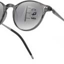 Exquisite Round Ultralight Progressive Multifocus Reading Sunglasses Women Men Durable Blue Light Blocking Anti EyeStrain Multifocal Sun Readers Spring HingeClear Top,Distance Range 20 ft2.0 Gray