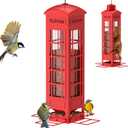 Squirrel Proof Bird Feeder, Weight-Activated Metal Mesh Cage Keeps Squirrels Out, 3LB Large Capacity Hanging Bird Feeder for Cardinals, Finches & Chickadees (Red)