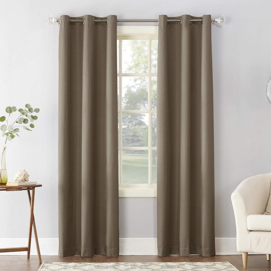 Sun Zero Cooper Thermal Insulated Energy Efficient Grommet Curtain Panel, Mocha Brown, 40"W x 84"L (1 Panel)