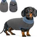 Queenmore Soft Fleece Vest Pullover Jacket With Elastic Stretchable, Warm Winter Dog Coat for Cold Weather, Dachshund Sweater for Small Dogs Cats Boy or Girl (Grey, S)