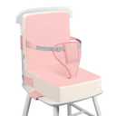 Toddler Booster Seat for Dining Table with Adjustable Straps, Kids Booster Seat for Kitchen Chair with Non-Slip Bottom, PU Anti-Scratch Portable Detachable Increasing Cushion (Pink)