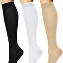 CHARMKING Compression Socks for Women & Men Circulation (3 Pairs) 15-20 mmHg is Best Support for Athletic Running Cycling