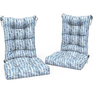 LVTXIII Outdoor Rocking Chair Cushion Set of 2, Patio Fade and Water Resistant Tufted Seat Cushions with Ties for Rocking Chairs Use, 38x17x3, Pebble Blue
