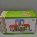 42-Piece Small Wooden Dollhouse Set, 4-Room Family Toy House with 4 Movable Dolls, DIY Doll House Furniture Accessories, Birthday for Kids Ages 3-8 (12.24" L x 4.06" W x 9.44" H), Pack of 2