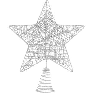 Christmas Tree Topper, 10" Glittering Xmas Star Treetop for Holiday Indoor Ornament Christmas Tree Decoration(Silver)
