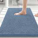 Smiry Luxury Chenille Bathroom Rugs 30x20, Extra Soft and Absorbent Shaggy Bath Mat, Machine Washable, Non-Slip Plush Carpet Runner for Tub, Shower, and Floor, Home Decor Accessories, Grayish Blue