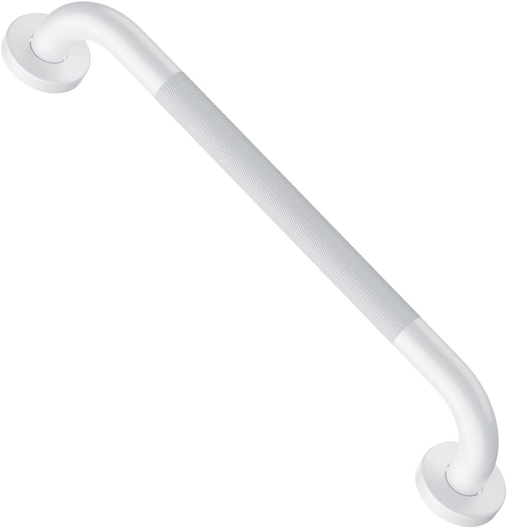 16 Inch Oil Rubbed White Shower Grab Bar w/Anti Slip Grip, ZUEXT Stainless Steel Bath Grab Bar, Bathroom Balance Bar, Wall Mount Safety Handrail Support, Handicap Injury Elderly Senior Assist Handle