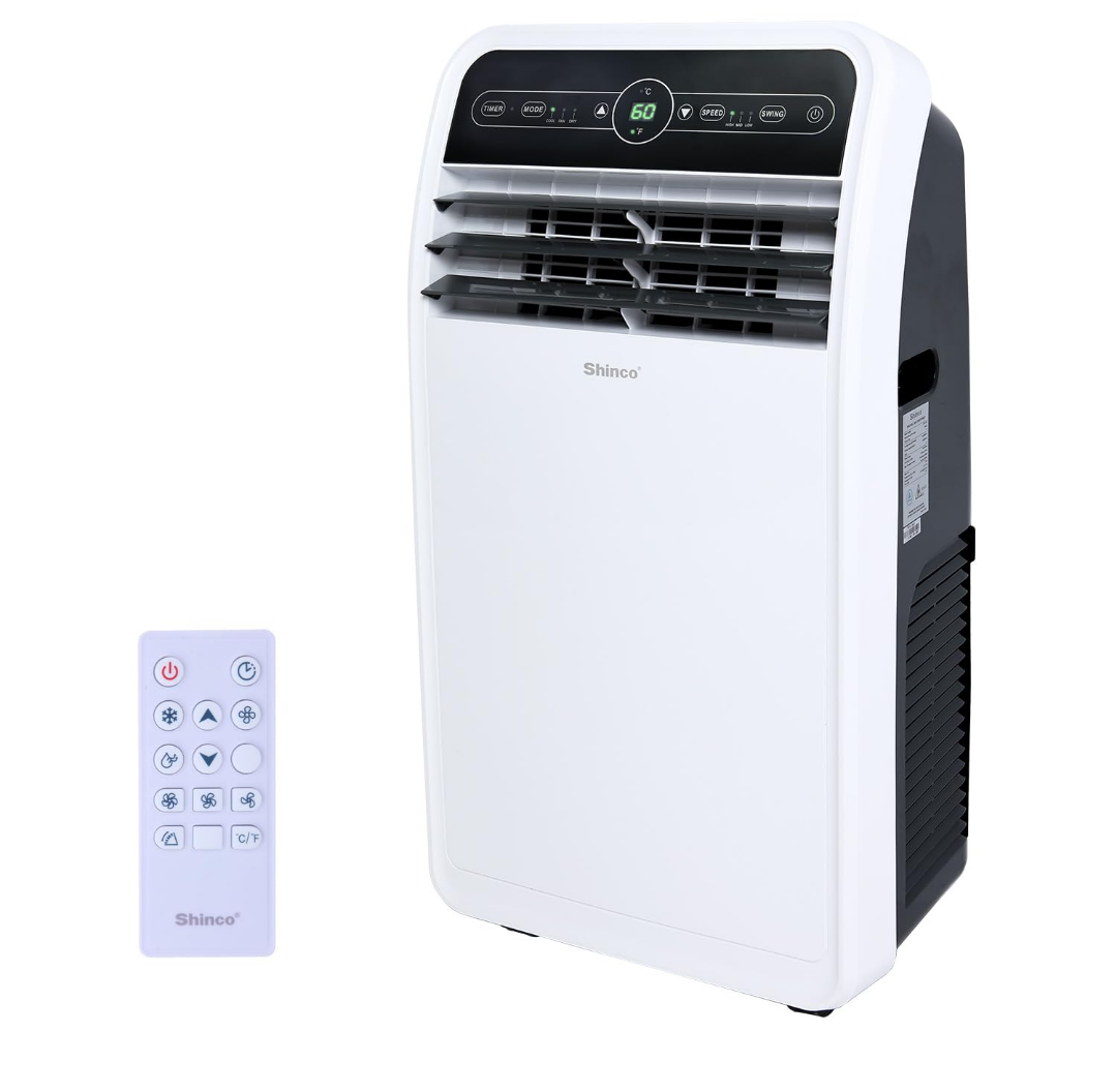 Shinco 12,000 BTU Portable Air Conditioner, Portable AC Unit with Built-in Cool, Dehumidifier&Fan Modes for Room up to 400 sq.ft, with Remote Control, 24 Hour Timer, Installation Kit