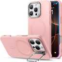 ESR for iPhone 16 Pro Case, Silicone Case with Stand, Compatible with MagSafe, Military-Grade Protection, Built-in Camera Stash Stand, Magnetic Phone Case for iPhone 16 Pro, Cloud Series,Pink