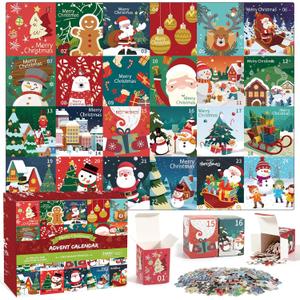 Advent Calendar 2025 Christmas Jigsaw Puzzles, 1008 Pieces Christmas Puzzle Christmas Family Game Christmas Gifts for Kids Teens Adults (Santa Claus)