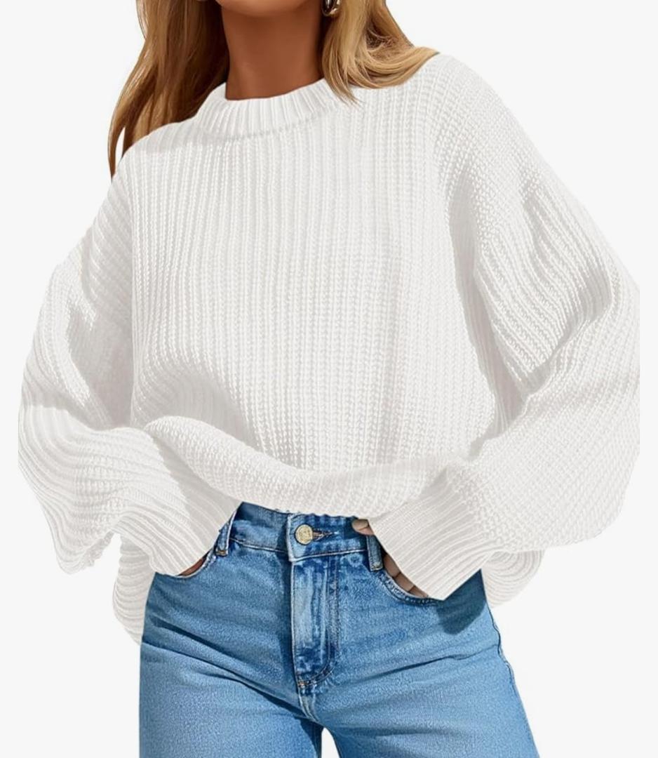 Saodimallsu Womens Oversized Sweater Long Sleeve Crewneck Ribbed Knit Pullover 2025 Fall Casual Chunky Trendy Sweaters Size m