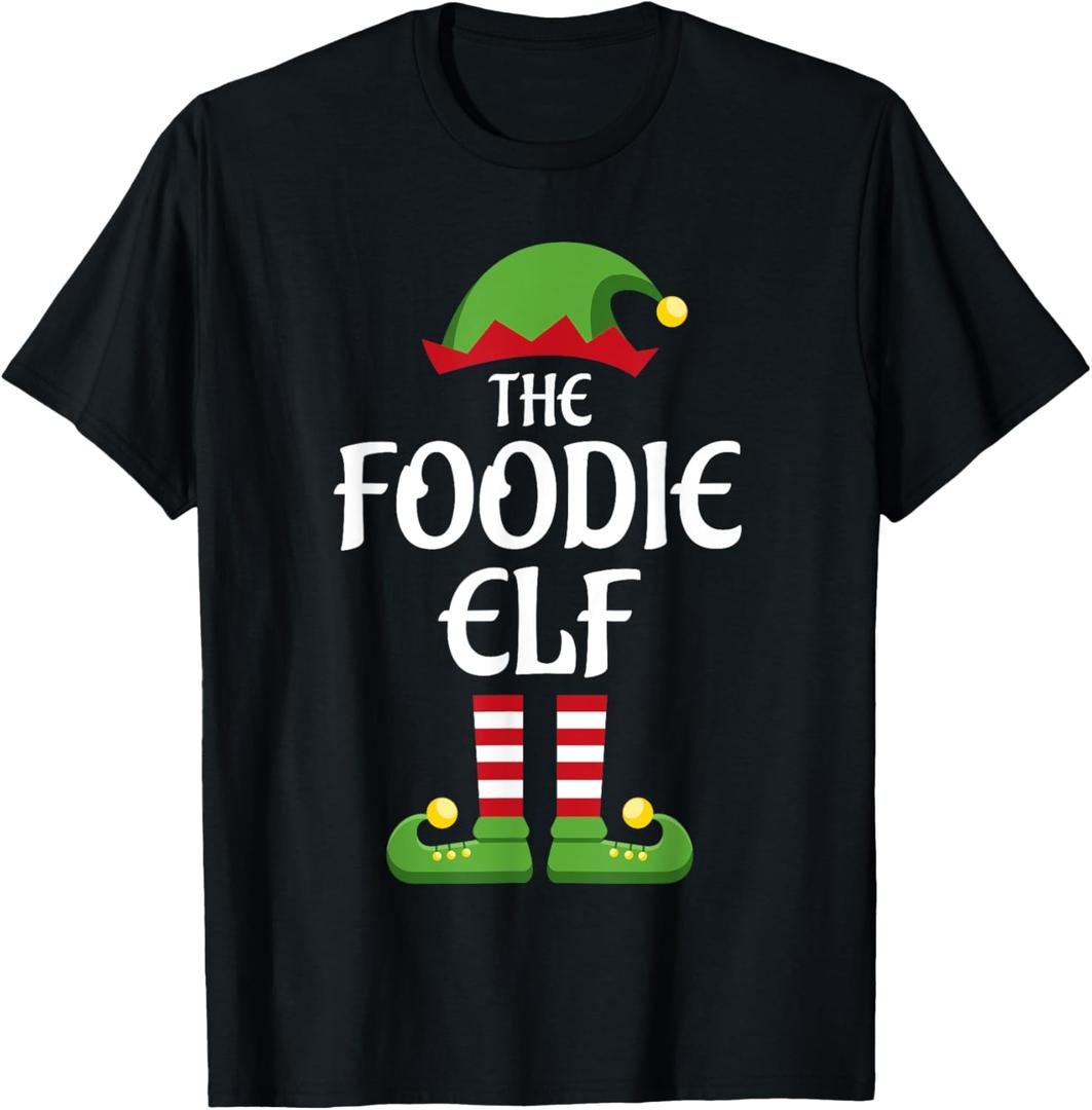 Foodie Elf Family Matching Group Christmas T-Shirt, Size 100, Black 