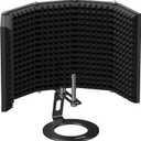 Aokeo Microphone Isolation Shield, Foldable Mic Shield with Triple Sound Insulation, Reflection Filter with 3/8" and 5/8" Mic Threaded Mount for Recording Studio, Podcasts, Singing, and Broadcasting