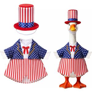 Avxdbr 2 Pcs 4th of July Porch Goose Outfits Patriotic Costume Clothing for 23 Inch Porch Goose Patriotic Memorial Day for Outdoor Porch Decor for Garden Patio Party Decoration