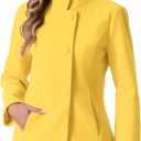 Allegra K Women's Winter Overcoat Mid-Long Stand Collar Single Breasted Coat Outerwear (Large, Yellow)